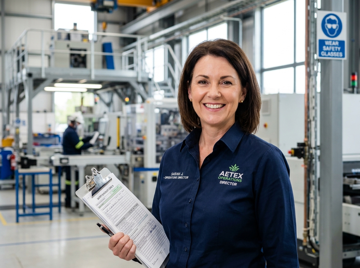 Sarah J. Plant Operations Director in commercial work shirt